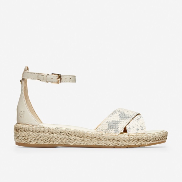 COLE HAAN CLOUDFEEL ESPADRILLE IVORY PYTHON SANDAL - Picture 2 of 8